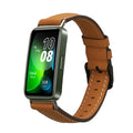 kwmobile Armband kompatibel mit Huawei Band 10 / 9 / 8 - Echtleder Fitnesstracker Sportarmband Band Braun  