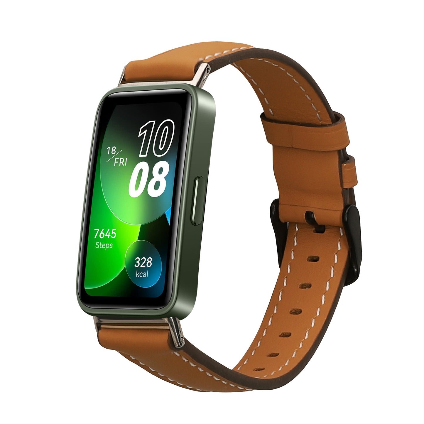 kwmobile Armband kompatibel mit Huawei Band 10 / 9 / 8 - Echtleder Fitnesstracker Sportarmband Band Braun  