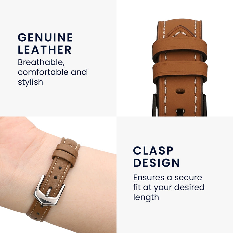 kwmobile Genuine Leather Watch Strap for Huawei Band 10 / 9 / 8 Wristband Replacement Strap for Fitness Tracker Replacement Band Smartwatch