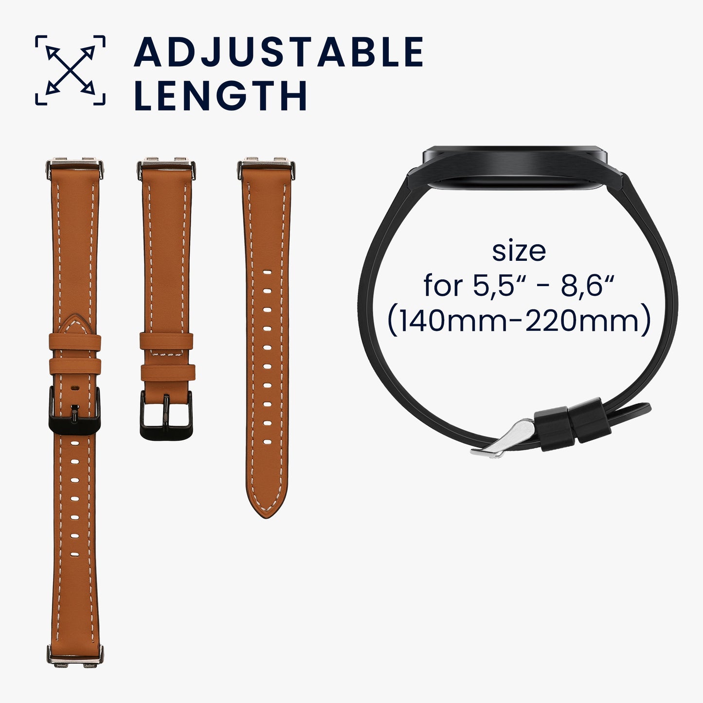 kwmobile Genuine Leather Watch Strap for Huawei Band 10 / 9 / 8 Wristband Replacement Strap for Fitness Tracker Replacement Band Smartwatch