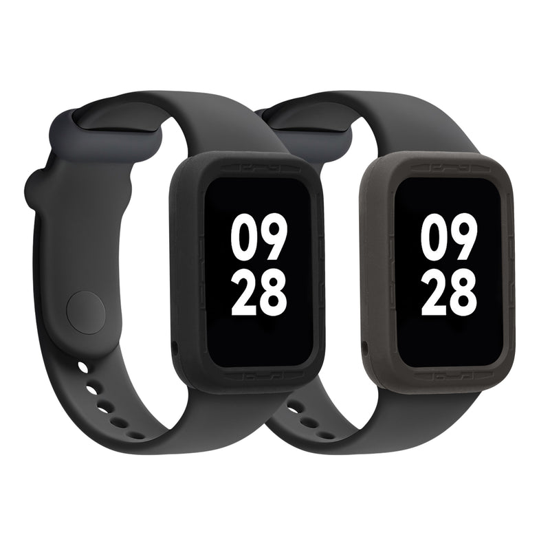 kwmobile 2x Sport Schutzhülle kompatibel mit Xiaomi Mi Band 8 Pro - Silikon Hülle Cover ohne Tracker Schwarz Grau Schwarz  [dsg01]
