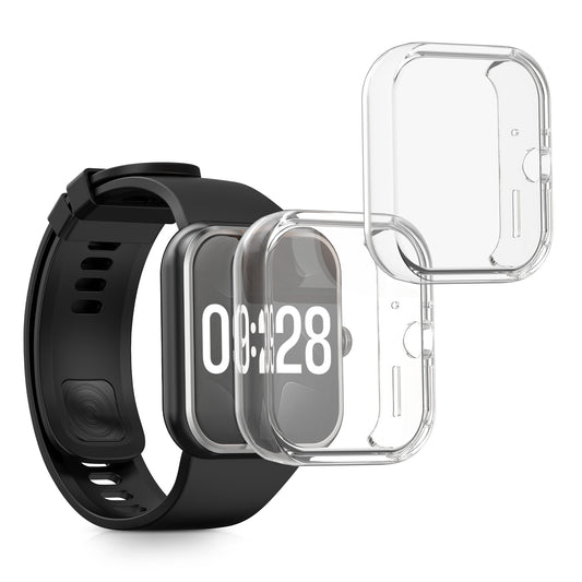 kwmobile 2x Schutzhülle kompatibel mit Xiaomi Redmi Watch 4 Hülle - Fullbody Cover Set aus Silikon - Transparent Transparent  [dsg01]