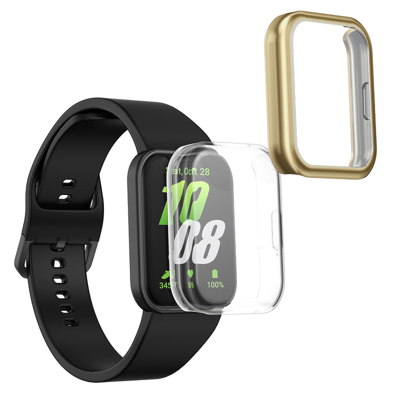 kwmobile 2x Schutzhülle kompatibel mit Samsung Galaxy Fit 3 Hülle - Fullbody Cover Set aus Silikon - Transparent Gold Transparent  [dsg07]