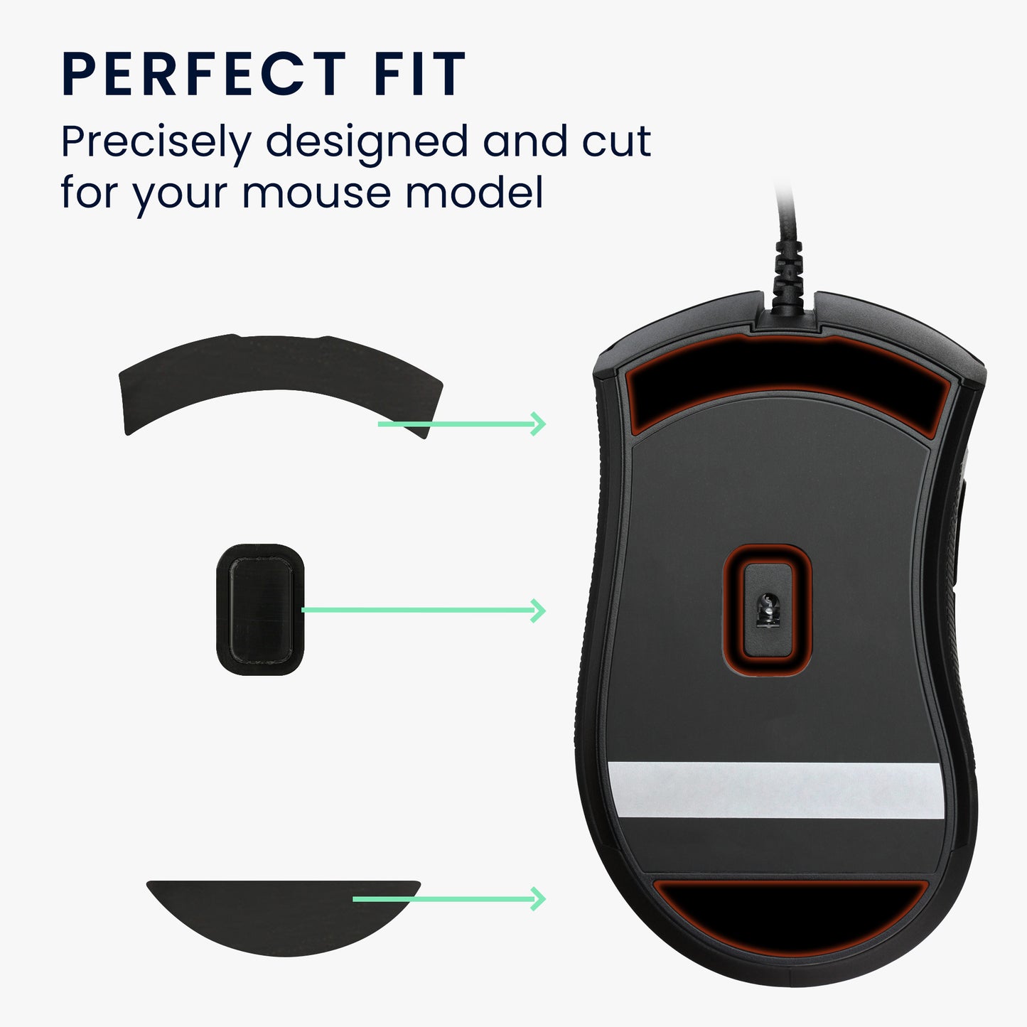 kwmobile Mouse Feet Sticker compatible with Razer DeathAdder Elite Replacement Gliders Mouse Skates Precision Fit Mouse Glides