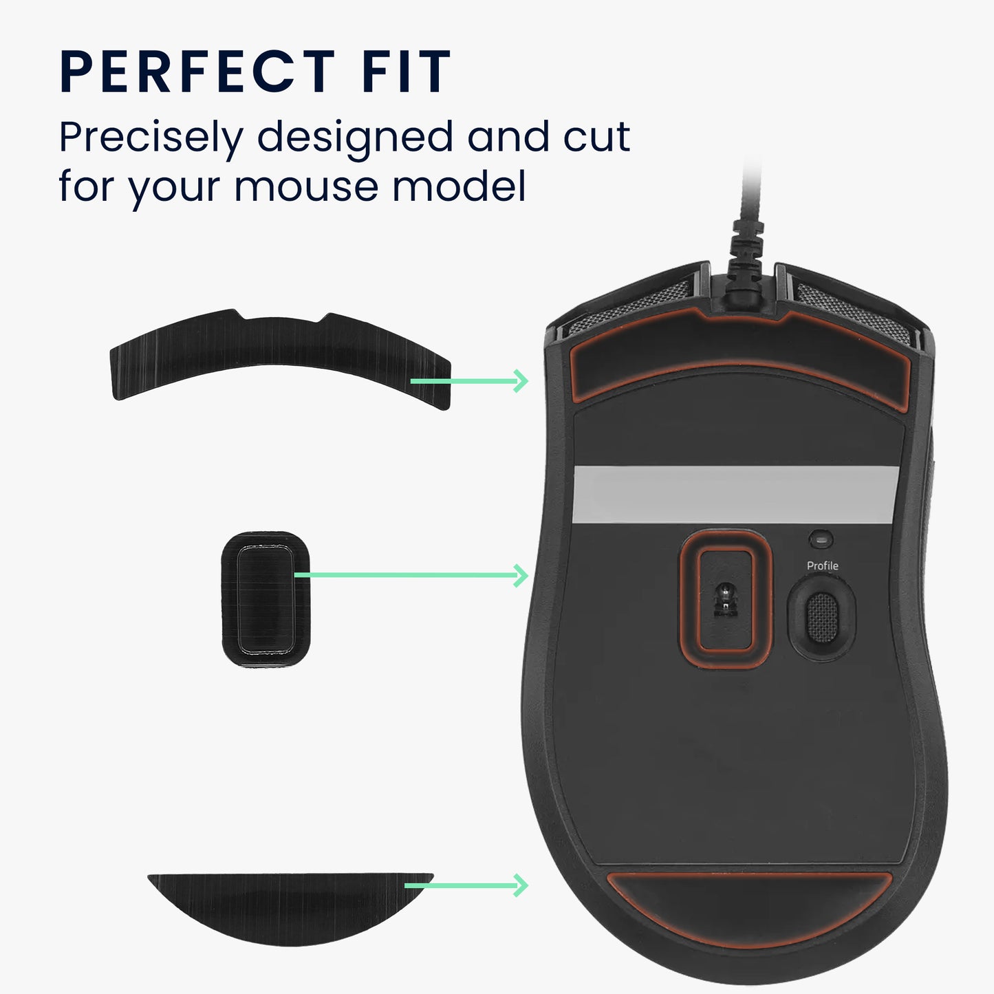 kwmobile Mouse Feet Sticker compatible with Razer Mamba Elite Wired Replacement Glides - Precision Fit Mouse Feet - Mouse Glides