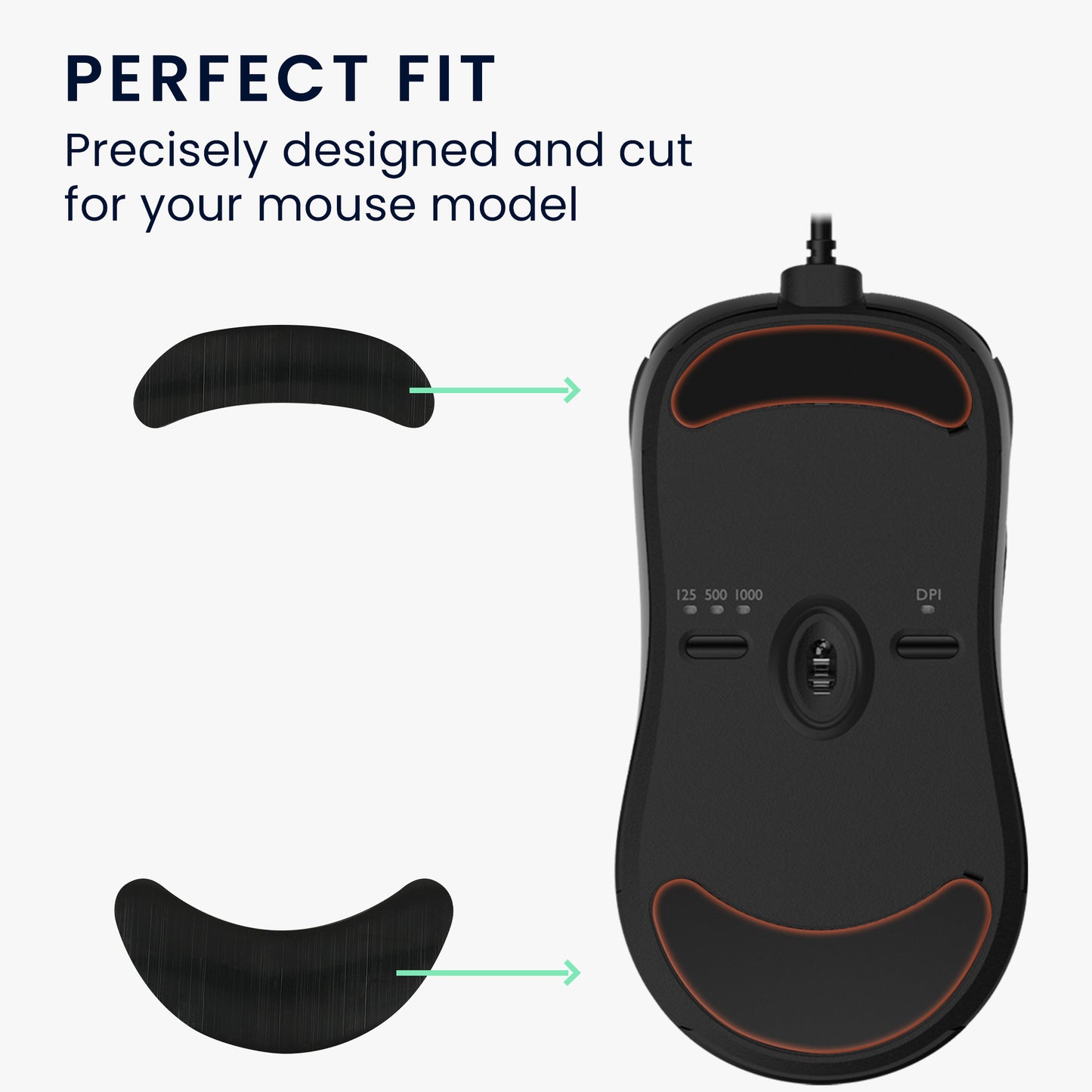 kwmobile Mouse Feet Sticker compatible with BenQ ZOWIE ZA13 Replacement Gliders - Precision-fit Mouse Feet - Mouse Glides