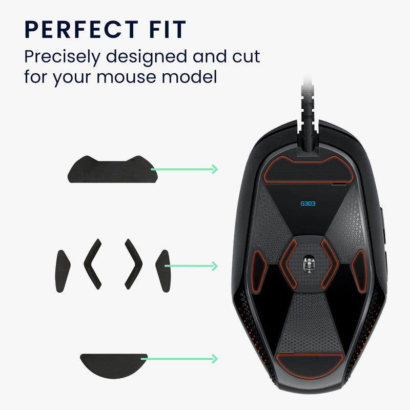 kwmobile Mouse Feet Sticker compatible with Logitech G303 / G302 Replacement Gliders - Precisely Fitting Mouse Feet - Mouse Glides