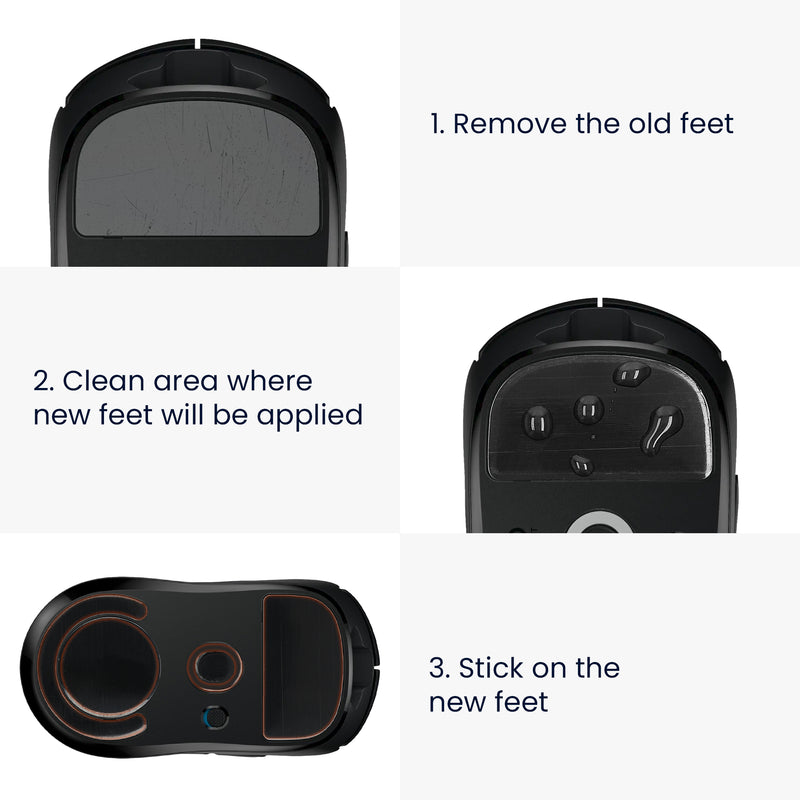 kwmobile Mouse Feet Sticker compatible with Logitech G303 / G302 Replacement Gliders - Precisely Fitting Mouse Feet - Mouse Glides
