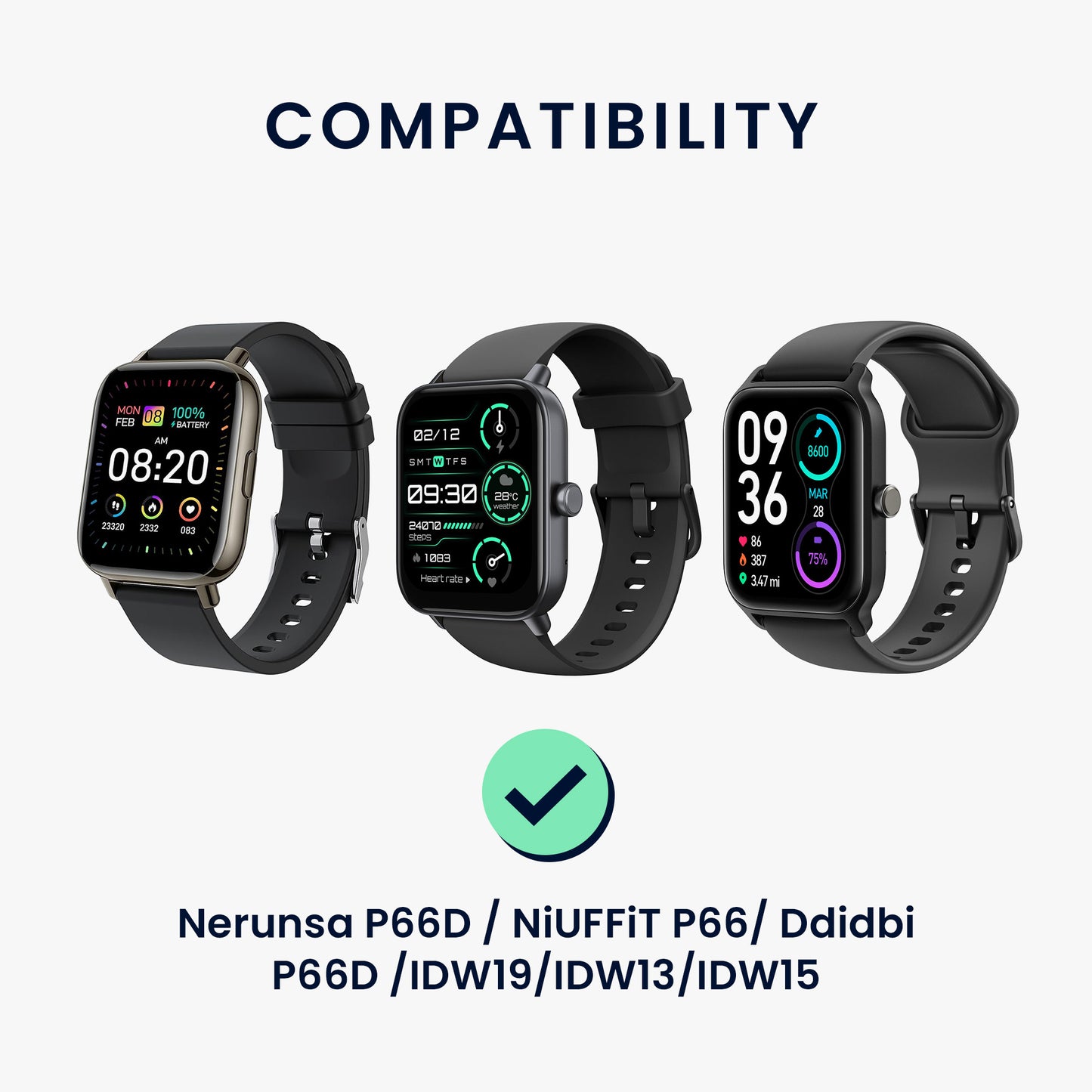 kwmobile USB Charger Cable compatible with Nerunsa P66D / NiUFFiT P66 / Ddidbi P66D / IDW19 / IDW13 / IDW15 Charging Cable - Smartwatch Replacement Cable - Fitness Tracker Charging Cable
