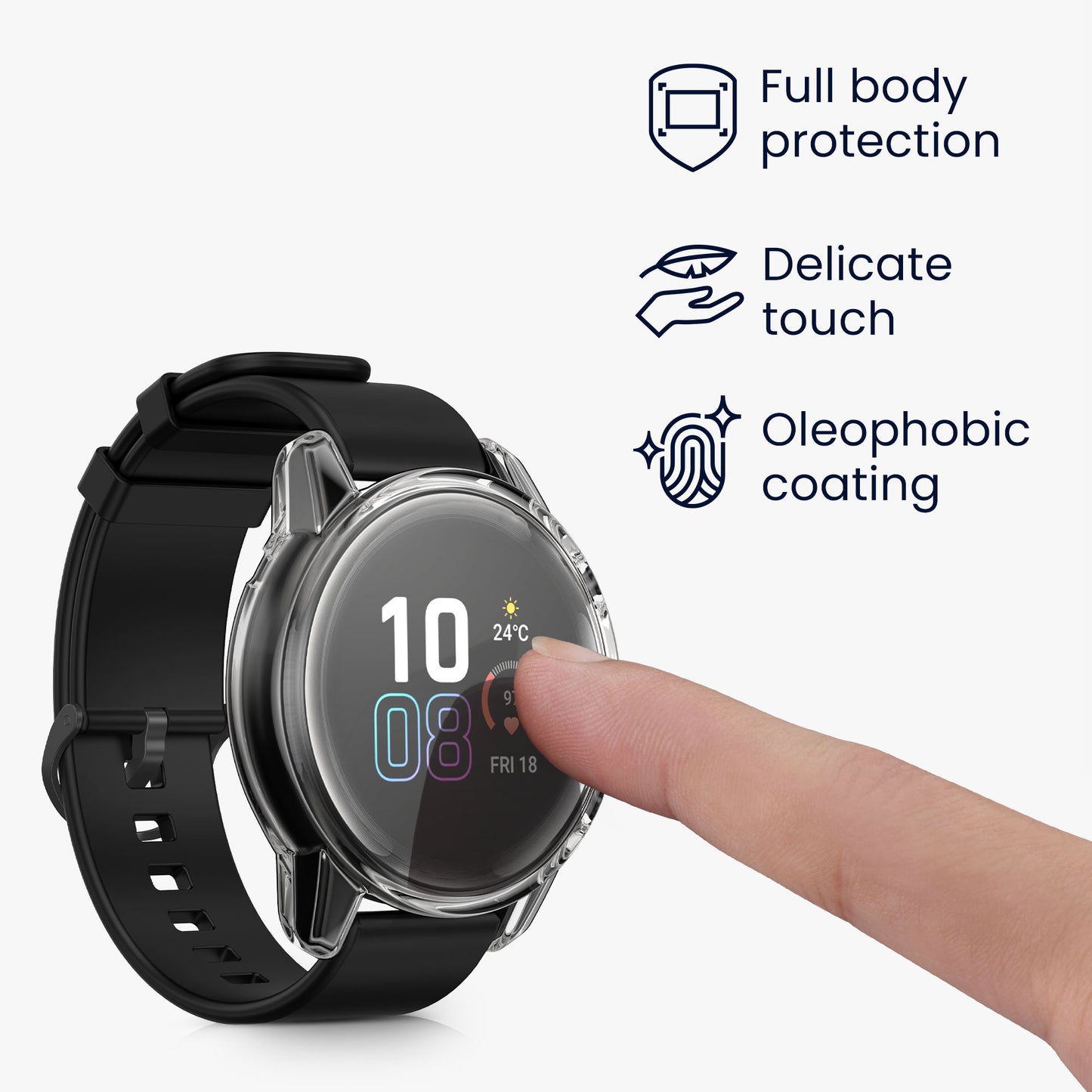 kwmobile Silicone Case for HONOR Magic Watch 2 46mm Protective Cover Fullbody Display Cover Set