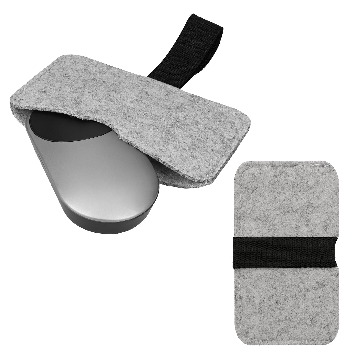 kwmobile Tasche kompatibel mit Apple Magic Mouse 1 / Magic Mouse 2 / Logitech Pebble Wireless Hülle - Filz Cover für Computer Maus - Schutzhülle für PC Mouse Hellgrau Schwarz Hellgrau  [dsg03]