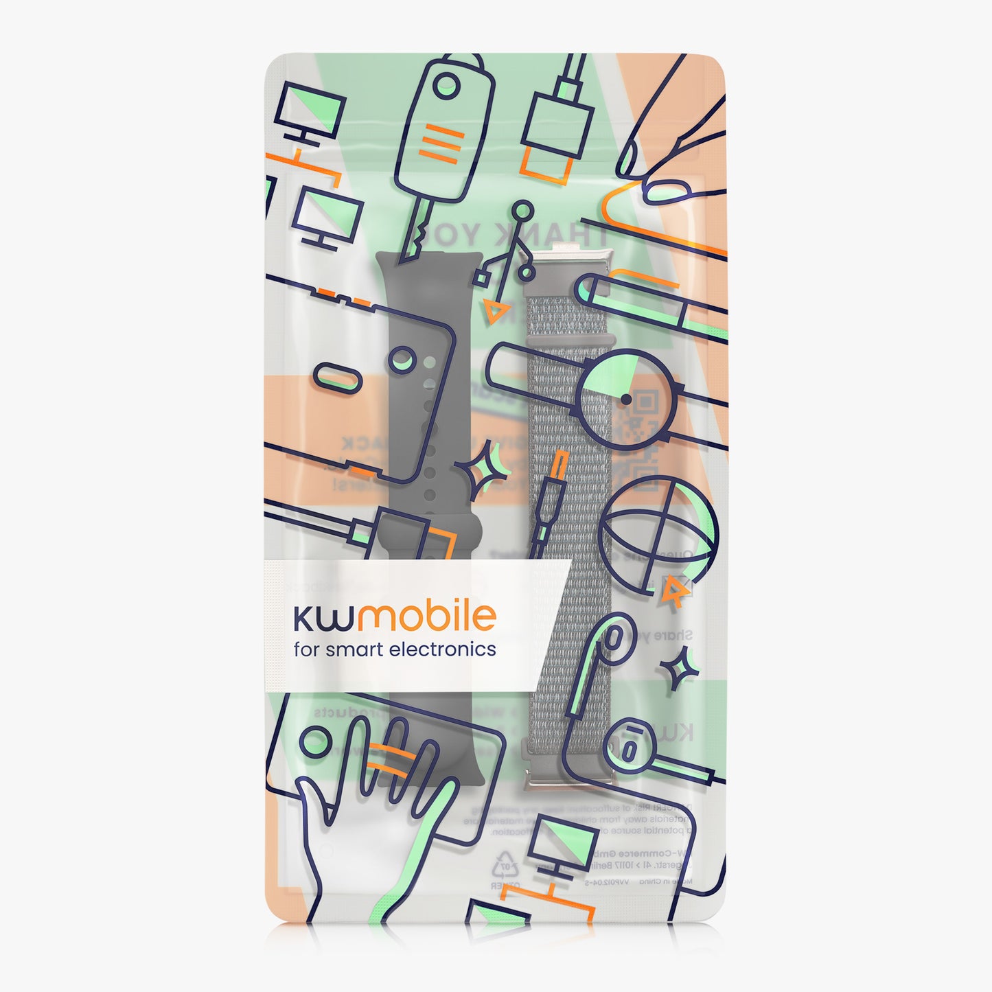 kwmobile Sports Bracelet compatible with Xiaomi Redmi Watch 4 Strap Fitness Tracker Band Set made of Silicone and Nylon