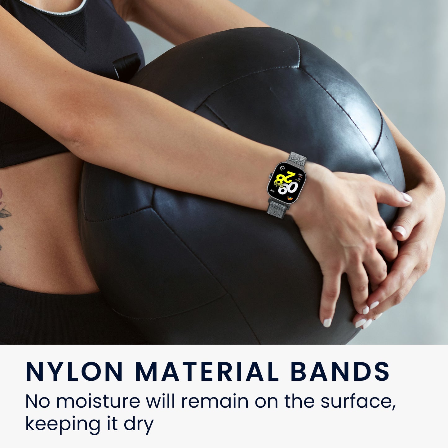 kwmobile Sports Bracelet compatible with Xiaomi Redmi Watch 4 Strap Fitness Tracker Band Set made of Silicone and Nylon