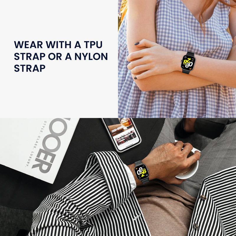 kwmobile Sports Bracelet compatible with Xiaomi Redmi Watch 4 Strap Fitness Tracker Band Set made of Silicone and Nylon