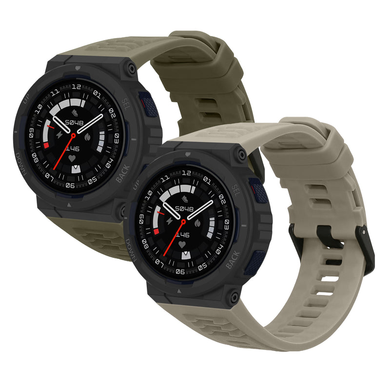 kwmobile 2x Uhrenarmband für Amazfit Active Edge (A2212) Armband - Fitnesstracker Band Set aus TPU Silikon - Ersatzarmband Smartwatch - Dunkelgrün Grau Dunkelgrün  [dsg03]