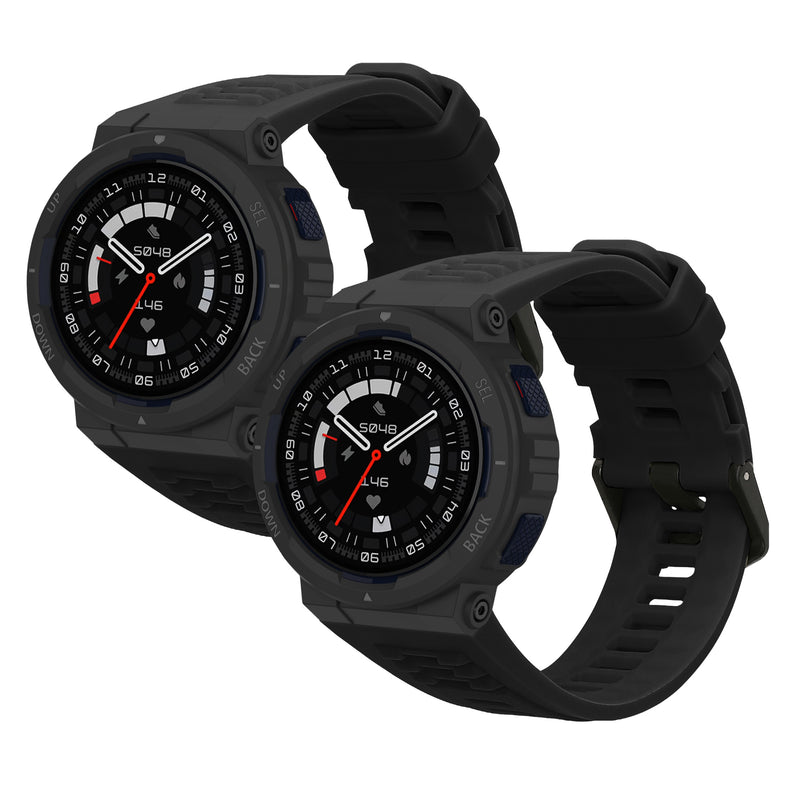 kwmobile 2x Uhrenarmband für Amazfit Active Edge (A2212) Armband - Fitnesstracker Band Set aus TPU Silikon - Ersatzarmband Smartwatch - Schwarz Schwarz  [dsg04]