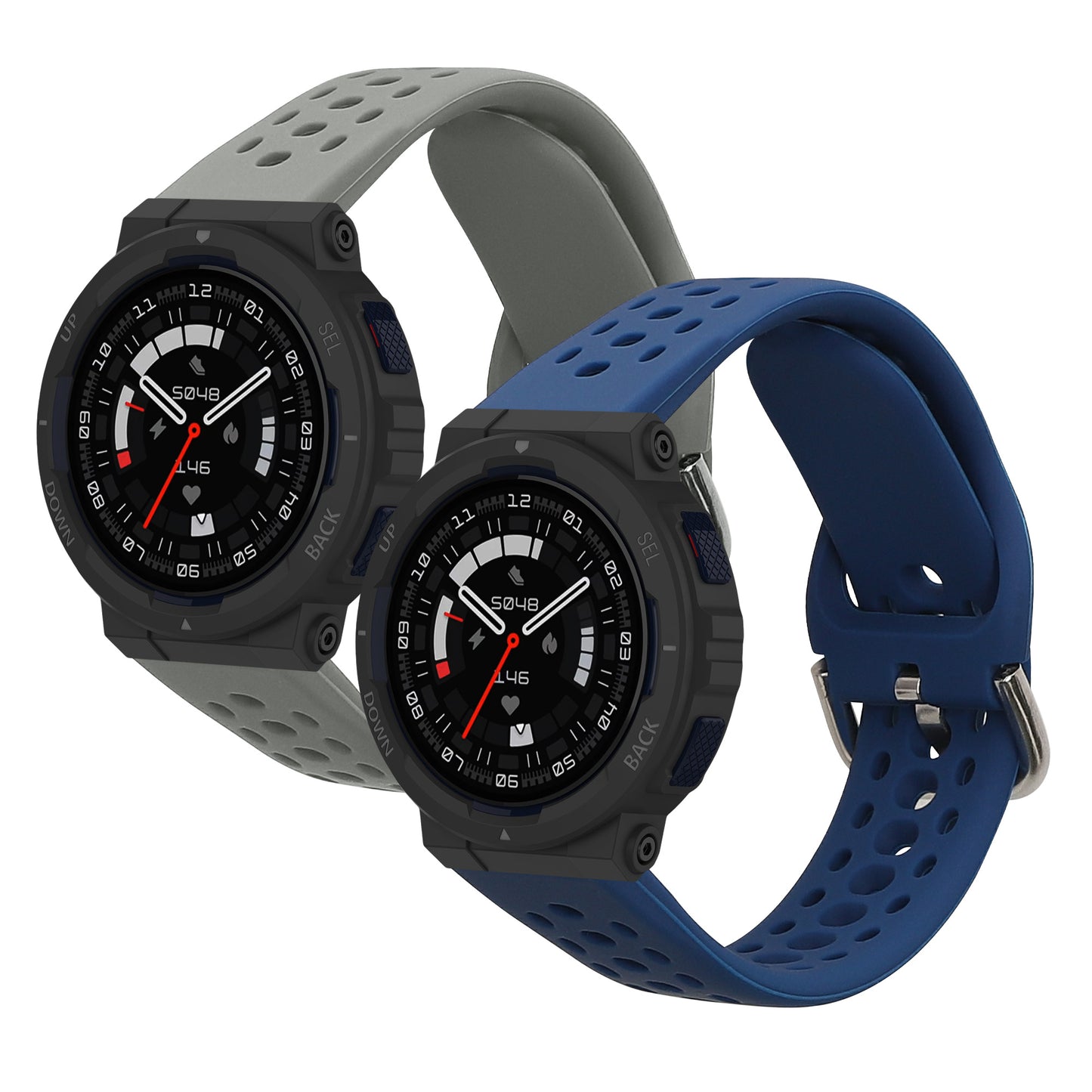 kwmobile Silikon Uhrenarmband für Amazfit Active Edge (A2212) Armband - Ersatzarmband für Fitnesstracker - Wechselarmband Smartwatch - Dunkelblau Grau Dunkelblau  [dsg07]