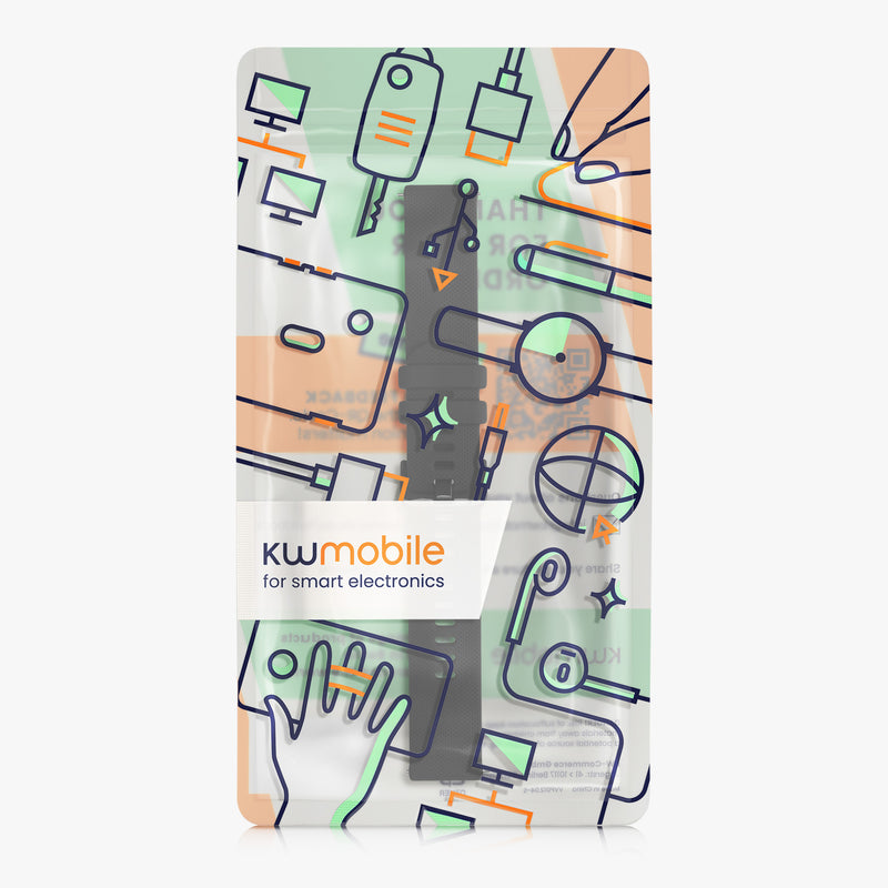 kwmobile Silicone Watch Strap for 20mm Amazfit Active 2 / 2 Square / Active Edge / Bip 3 / GTS 3 4 Band - Replacement Strap for Fitness Tracker - Smartwatch Replacement Band