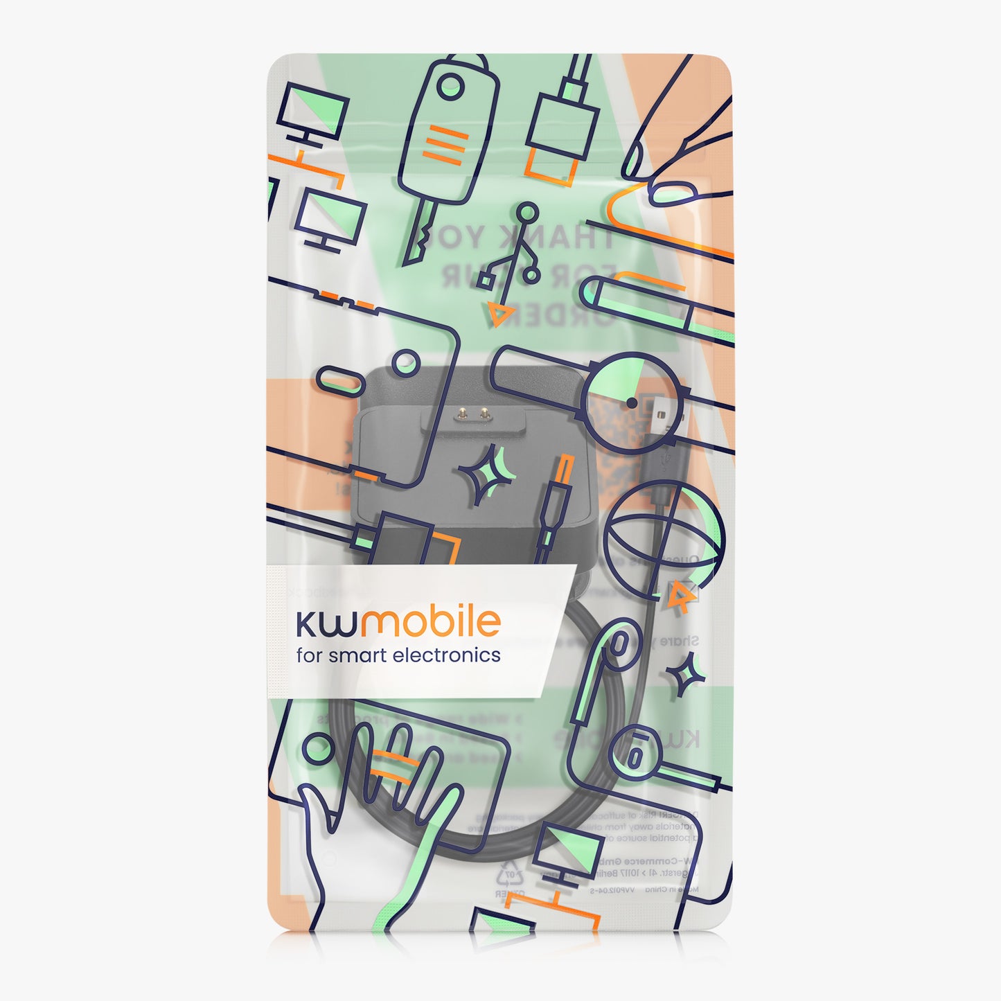 kwmobile USB Charger compatible with Xiaomi Redmi Watch 4 / Redmi Watch 5 / SmartBand 10 9 8 - USB Cable Charger Stand - Smart Watch Charging Station - Docking Station - Charging Cable with Stand Function