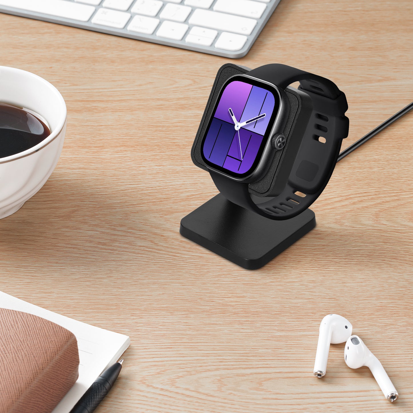 kwmobile USB Charger compatible with Xiaomi Redmi Watch 4 / Redmi Watch 5 / SmartBand 10 9 8 - USB Cable Charger Stand - Smart Watch Charging Station - Docking Station - Charging Cable with Stand Function