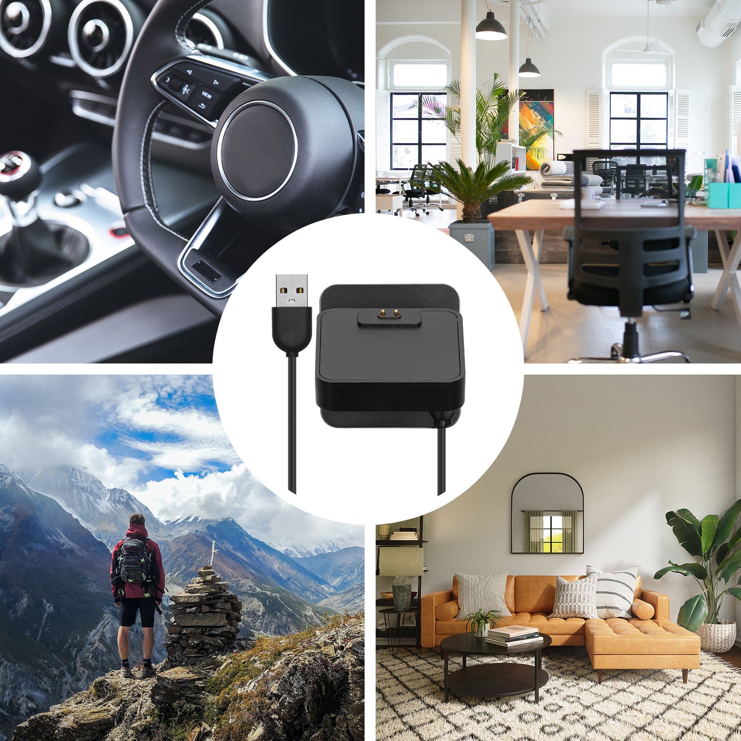 kwmobile USB Charger compatible with Xiaomi Redmi Watch 4 / Redmi Watch 5 / SmartBand 10 9 8 - USB Cable Charger Stand - Smart Watch Charging Station - Docking Station - Charging Cable with Stand Function