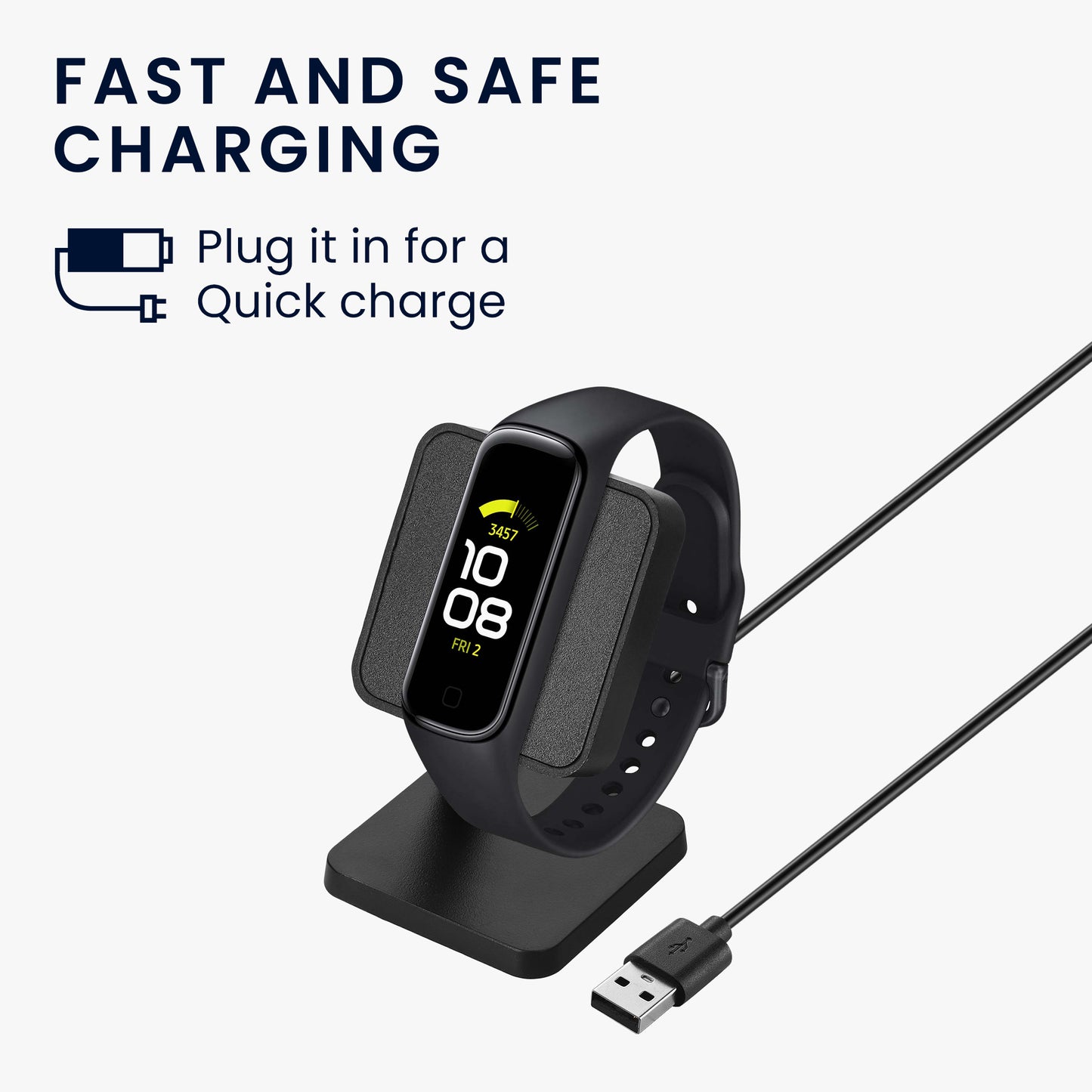 kwmobile USB Charger compatible with Samsung Galaxy Fit 3 / Huawei Watch Fit 3 USB Cable Charger Stand Smart Watch Charging Station Docking Station Charging Cable with Stand Function