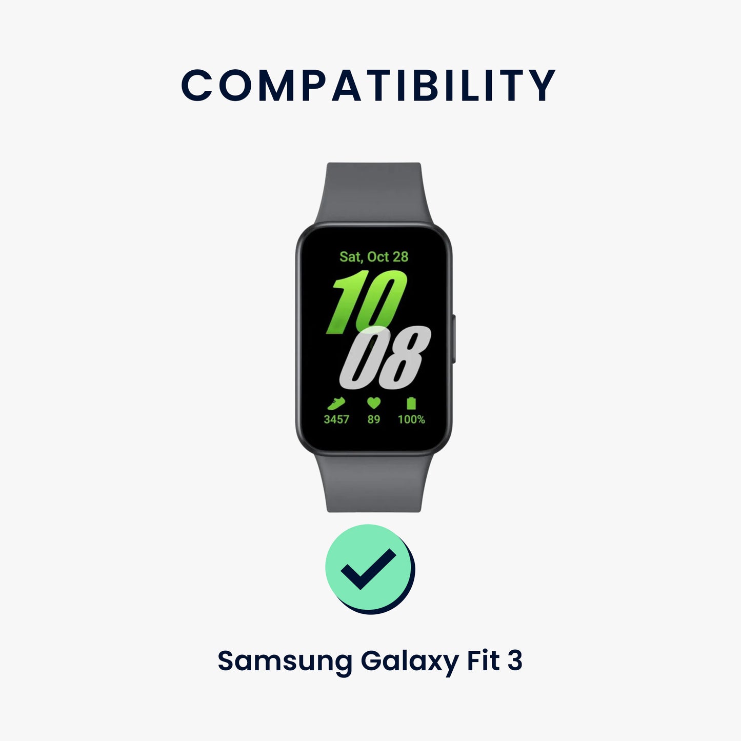 kwmobile Strap compatible with Samsung Galaxy Fit 3 Fitness Tracker Sports Band Wristband Inner Dimensions from 14 - 22 cm
