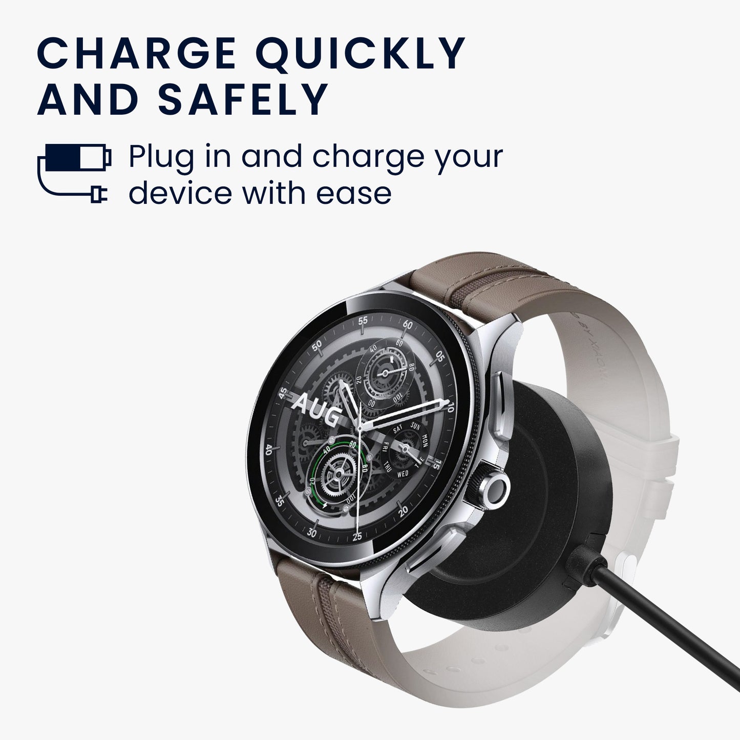 kwmobile USB Cable Charger compatible with Xiaomi Watch S3 / Watch S2 / Watch 2 Pro / Watch H1 Charging Cable - Smartwatch Replacement Cable - Fitness Tracker Charging Cable