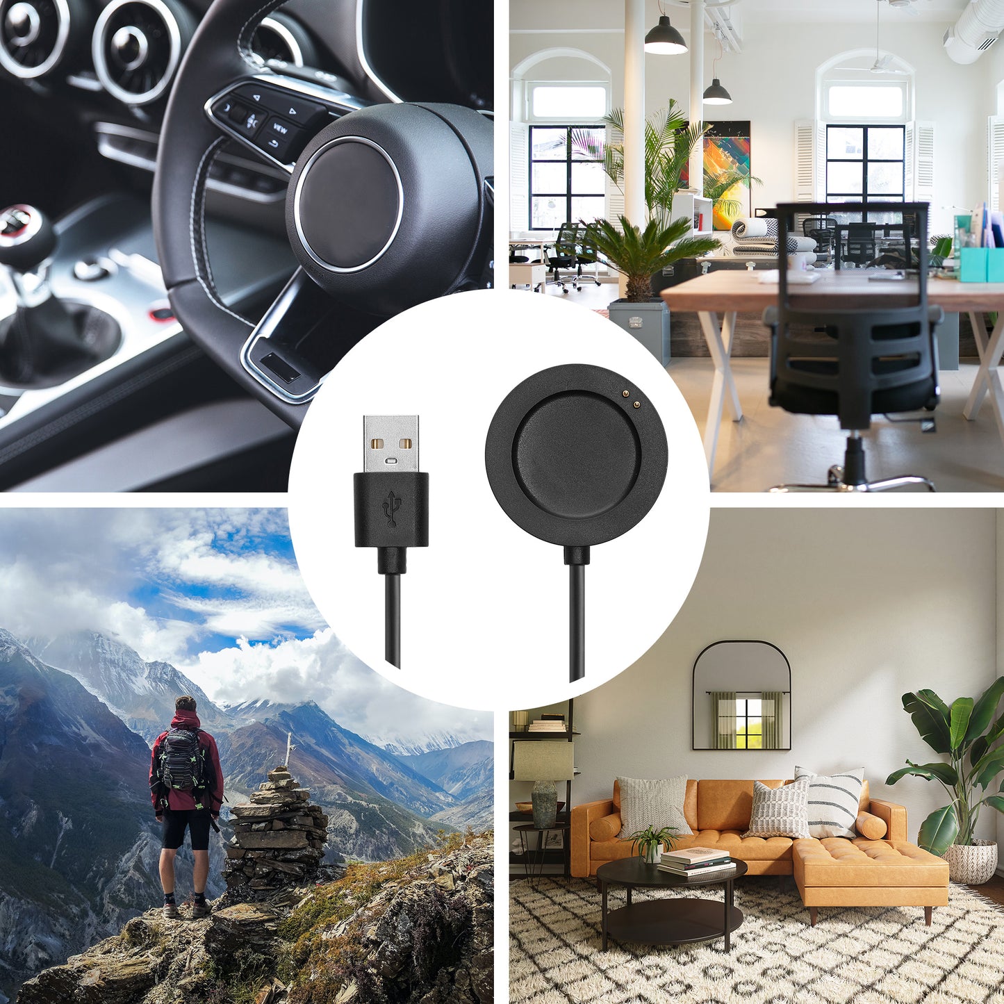 kwmobile USB Cable Charger compatible with Xiaomi Watch S3 / Watch S2 / Watch 2 Pro / Watch H1 Charging Cable - Smartwatch Replacement Cable - Fitness Tracker Charging Cable