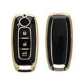 kwmobile Autoschlüssel Hülle kompatibel mit Nissan 3-Tasten Ariya B6 B9 X-trail T33 Qashqai - Schlüsselhülle Silikon Cover - Schwarz Gold Schwarz  [dsg01]