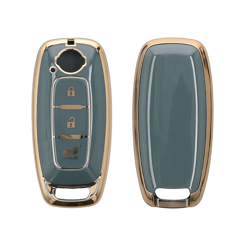 kwmobile Autoschlüssel Hülle kompatibel mit Nissan 3-Tasten Ariya B6 B9 X-trail T33 Qashqai - Schlüsselhülle Silikon Cover - Blau Gold Blau  [dsg03]