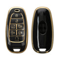 kwmobile Autoschlüssel Hülle kompatibel mit Hyundai 7-Tasten Ioniq 5 Tucson NX4 Santafe - Schlüsselhülle Silikon Cover - Schwarz Gold Schwarz  [dsg01]