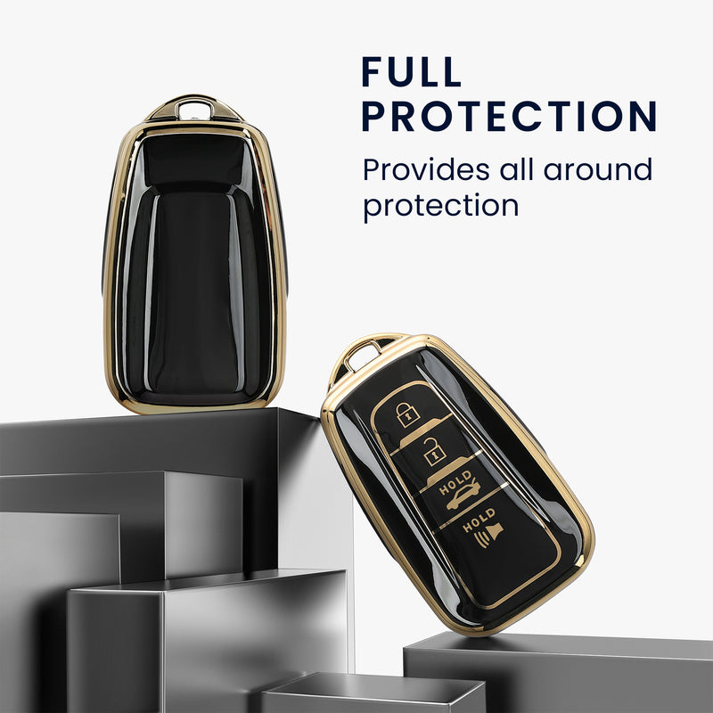 kwmobile Car Key Cover compatible with Toyota 4-Button 2018-2024 RAV4 Avalon Camry C-HR Prius - Silicone Protective Fob Case
