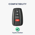 kwmobile Car Key Cover compatible with Toyota 4-Button 2018-2024 RAV4 Avalon Camry C-HR Prius - Silicone Protective Fob Case