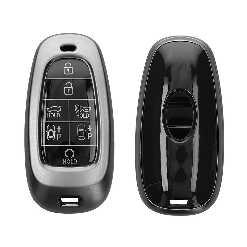 kwmobile Autoschlüssel Hülle kompatibel mit Hyundai 7-Tasten Ioniq 5 Tucson NX4 Santafe - Schlüsselhülle Silikon Cover - Schwarz matt Schwarz Schwarz matt  [dsg01]