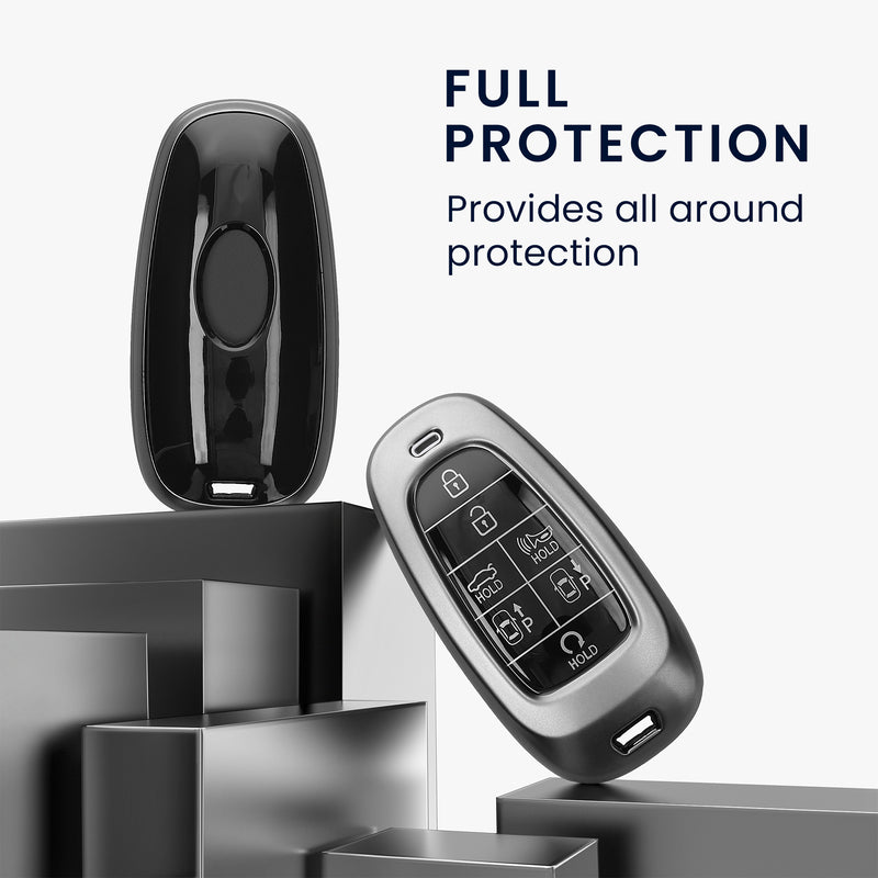 kwmobile Car Key Fob Cover compatible with Hyundai 7-Button Ioniq 5 Tucson NX4 Santafe - Silicone Case