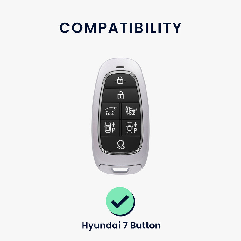 kwmobile Car Key Fob Cover compatible with Hyundai 7-Button Ioniq 5 Tucson NX4 Santafe - Silicone Case