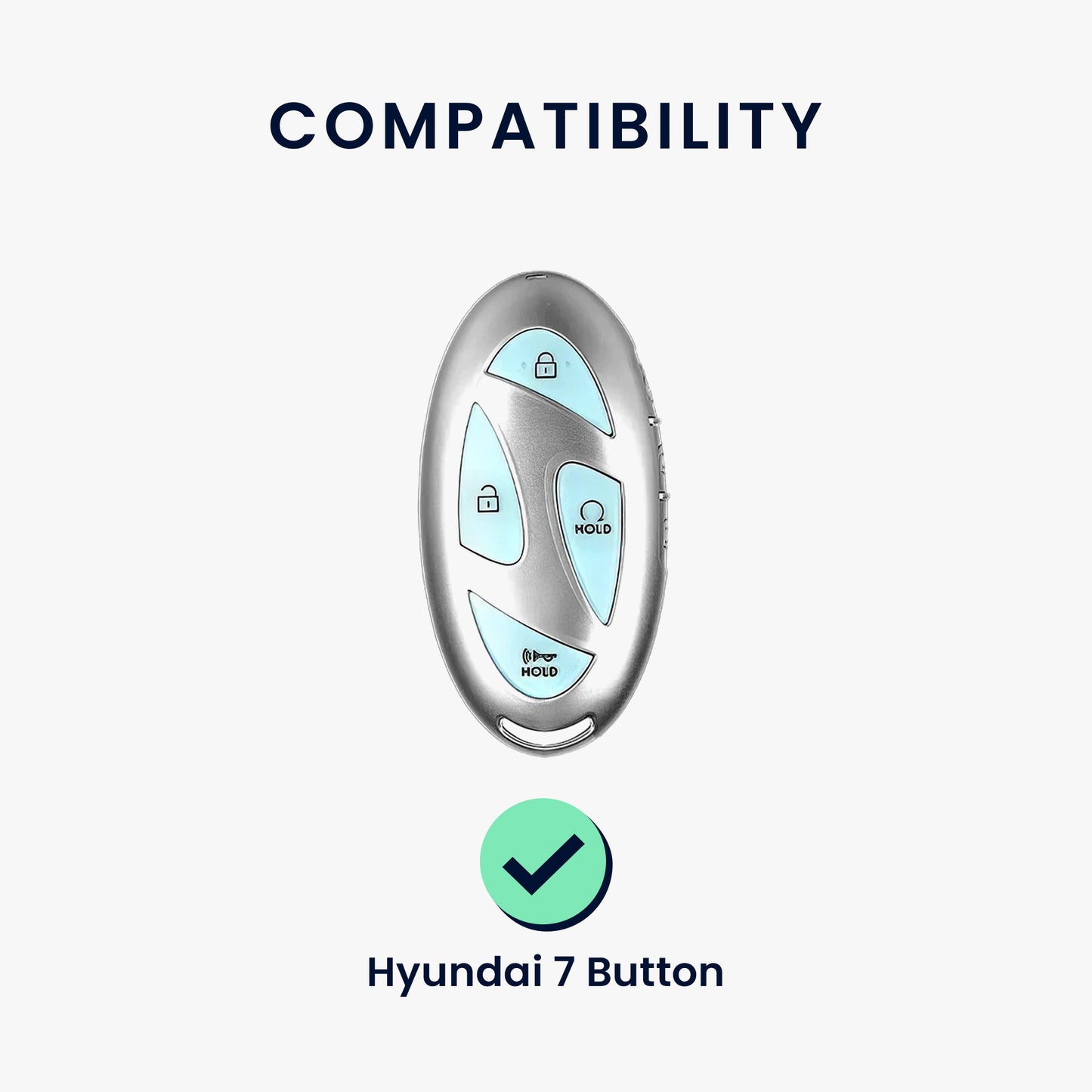 kwmobile Car Key Cover Compatible with Hyundai 7 Button Ioniq 6 Grandeur GN7 KONA 2023 - Silicone Key Fob Cover