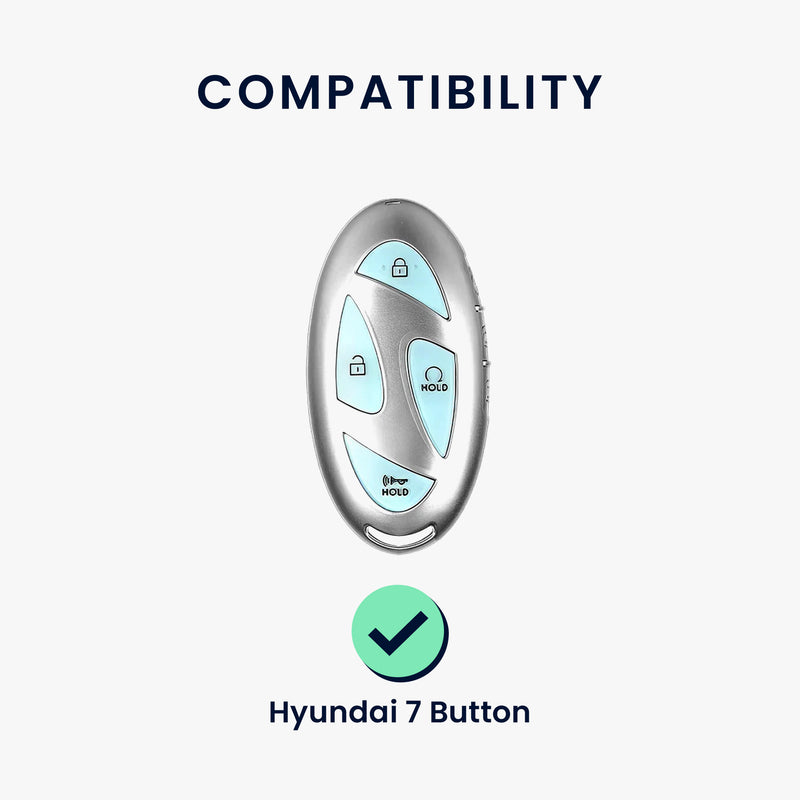 kwmobile Car Key Cover Compatible with Hyundai 7 Button Ioniq 6 Grandeur GN7 KONA 2023 - Silicone Key Fob Cover