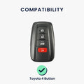 kwmobile Car Key Fob Cover Compatible with Toyota 4-Button 2018-2024 RAV4 Avalon Camry C-HR Prius - Silicone Case