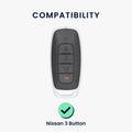 kwmobile Car Key Fob Cover Compatible with Nissan 3-Button Ariya B6 B9 X-trail T33 Qashqai - Silicone Protective Case