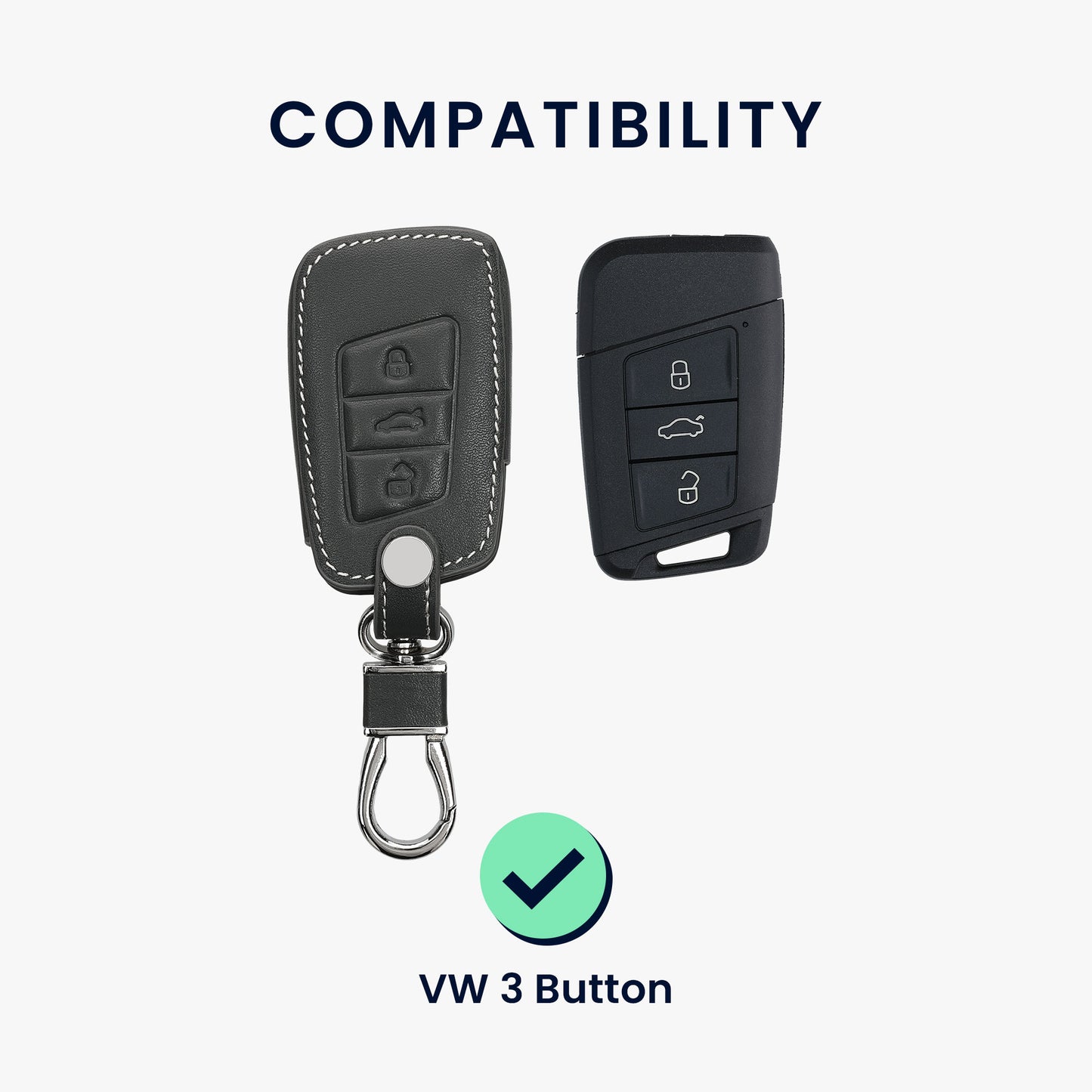 kwmobile Car Key Cover compatible with VW 3-Button Car Key (Keyless Go only)