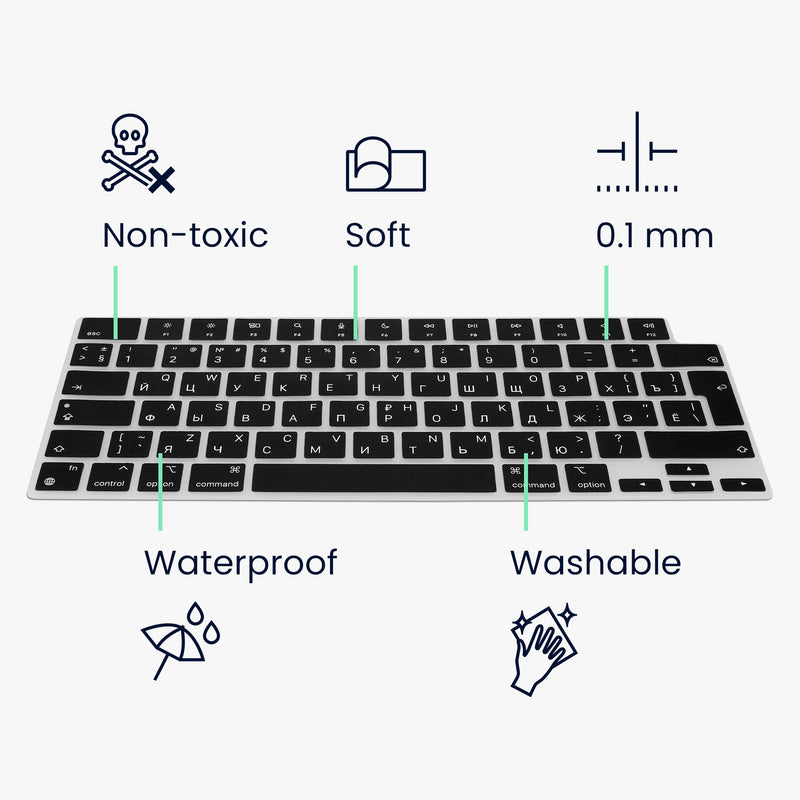 kwmobile Keyboard Protector for Apple Macbook Air 15 M3 2024 A3114 - QWERTY Russian Keyboard Cover