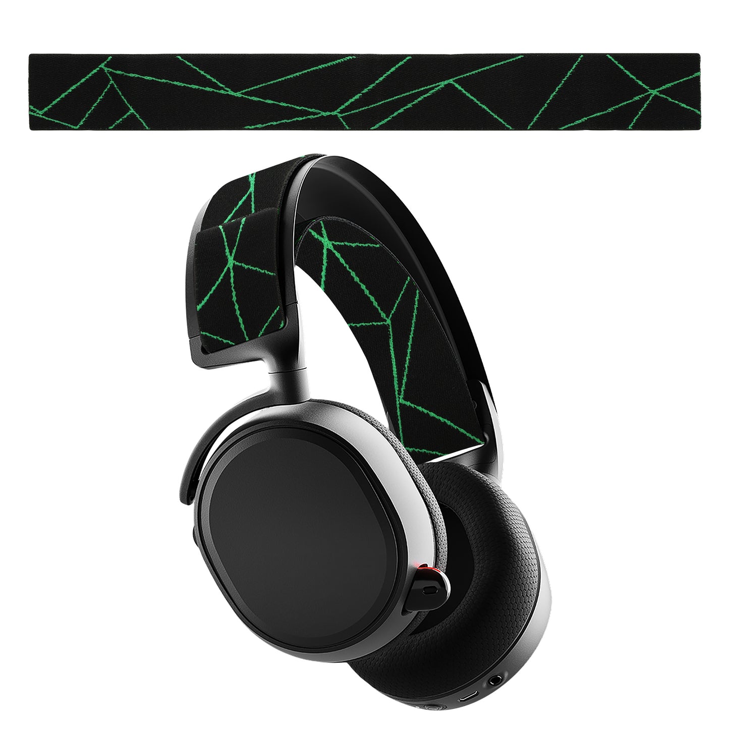 kwmobile Ersatz Bügelpolster kompatibel mit SteelSeries Arctis 7 / Arctis 9 / Arctis 9X / Arctis PRO Kopfbügel - Kopfbügelpolster aus Nylon - Kopfhörer Ersatz Bügel mit Polster - Schwarz Neon Grün Schwarz  [dsg02]