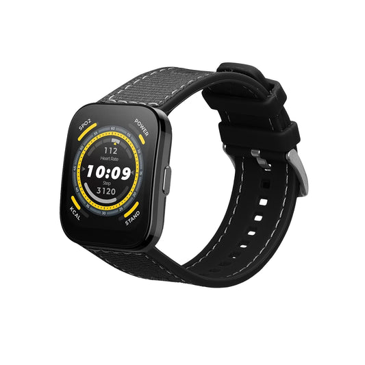 kwmobile Armband kompatibel mit Huami Amazfit Bip 5 Unity / Amazfit Bip 5 / Amazfit GTR 4 Band - Aus Nylon und Silikon - Fitnesstracker Sportarmband Schwarz - Innenmaße 14 - 22 cm Schwarz  