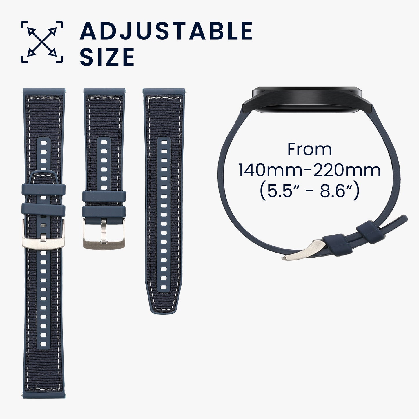 kwmobile Strap compatible with Xiaomi Mi Watch Color Sport / S1 Active Band - Made of Nylon and Silicone - Fitness Tracker Sport Strap - Inner Dimensions 14 - 22 cm