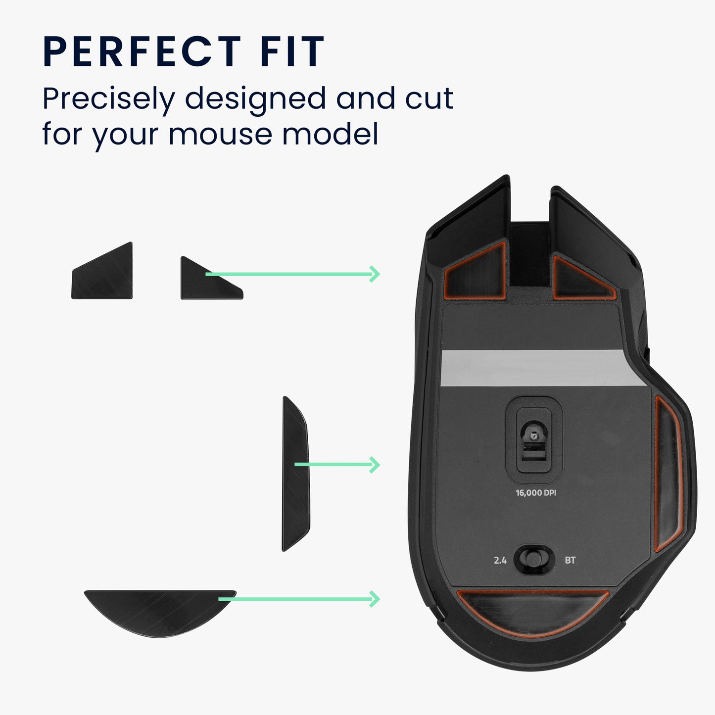 kwmobile Mouse Feet Stickers compatible with Razer Basilisk X Hyper Speed Replacement Gliders - Perfectly Fitting Mouse Feet - Mouse Glides