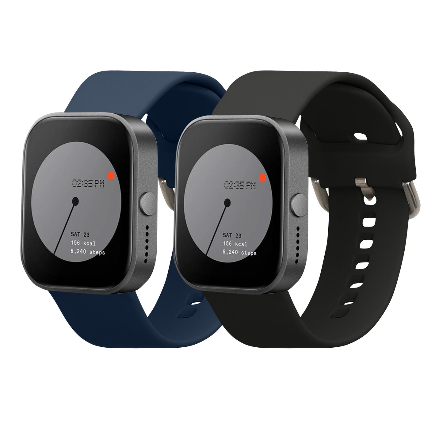kwmobile 2x Uhrenarmband für CMF by Nothing Watch Pro (D395) Armband - Fitnesstracker Band Set aus TPU Silikon - Ersatzarmband Smartwatch - Schwarz Dunkelblau Schwarz  [dsg01]
