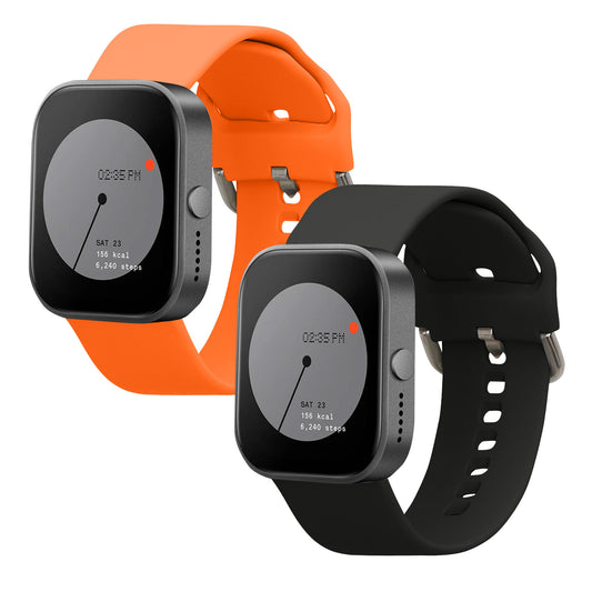 kwmobile 2x Uhrenarmband für CMF by Nothing Watch Pro (D395) Armband - Fitnesstracker Band Set aus TPU Silikon - Ersatzarmband Smartwatch - Schwarz Orange Schwarz  [dsg03]