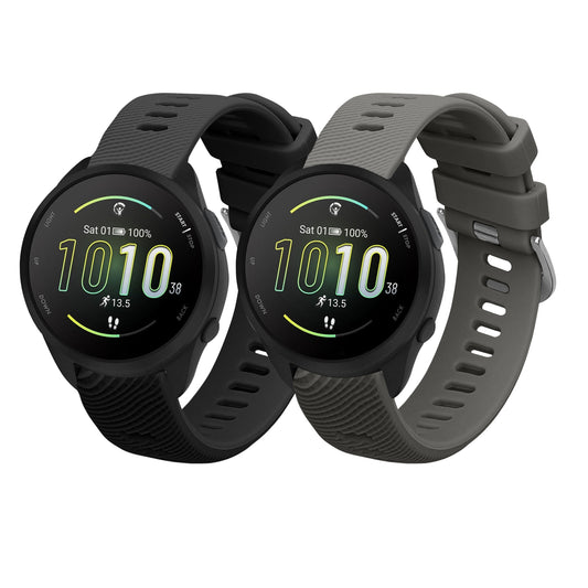 kwmobile 2x Sportarmband kompatibel mit Garmin Forerunner 165 / Forerunner 165 Music Armband - Fitnesstracker Band Set aus TPU Silikon Schwarz  [dsg01]